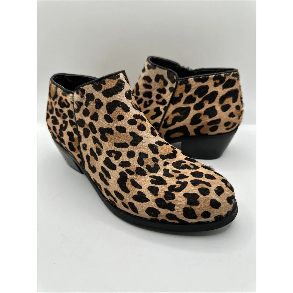 Aetrex Cheetah Calf Hair Booties 6-6.5